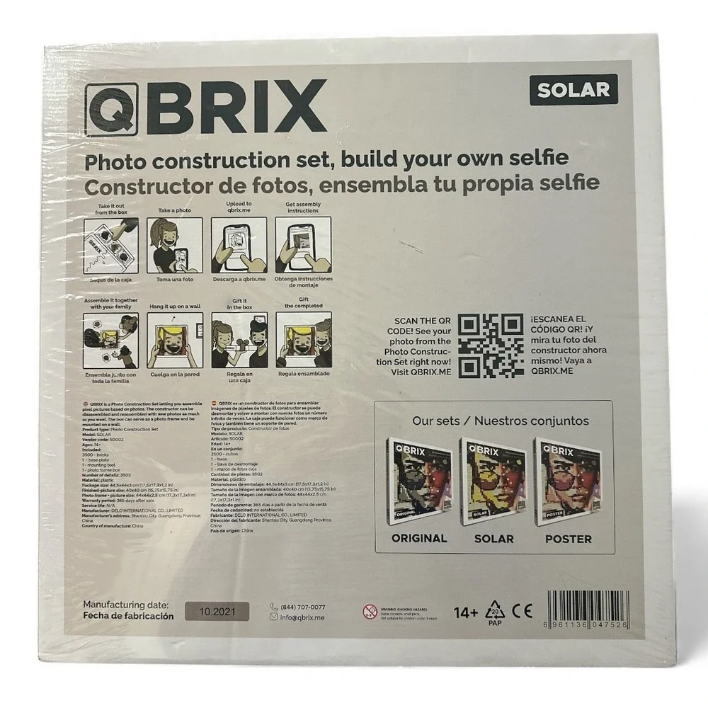 QBRIX Photo Construction Kit Build Your Own Selfie‎ 3500 Bricks SOLAR Colors NIB
